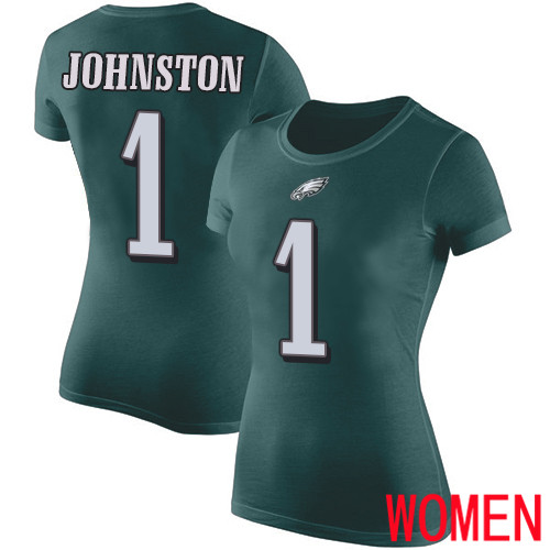 Women Philadelphia Eagles #1 Cameron Johnston Green Rush Pride Name and Number NFL T Shirt